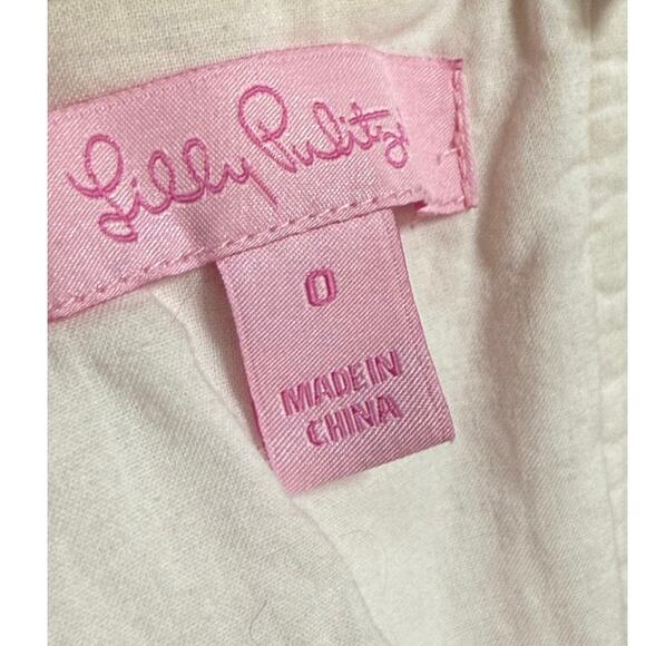 Lilly Pulitzer Bowen Strapless Dress Sz 0 Beaded Orange White Floral Cotton - Picture 4 of 16